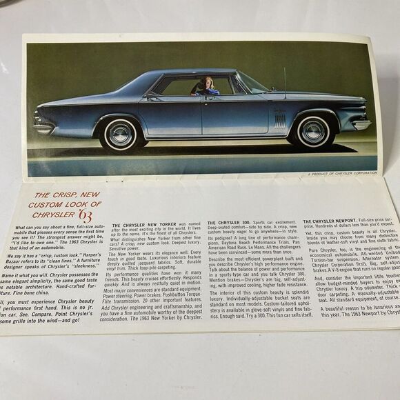 1963 New Yorker by Chrysler 300 90-Degree V-8 Engine 12-V Car Catalog Brochure - Picture 2 of 6